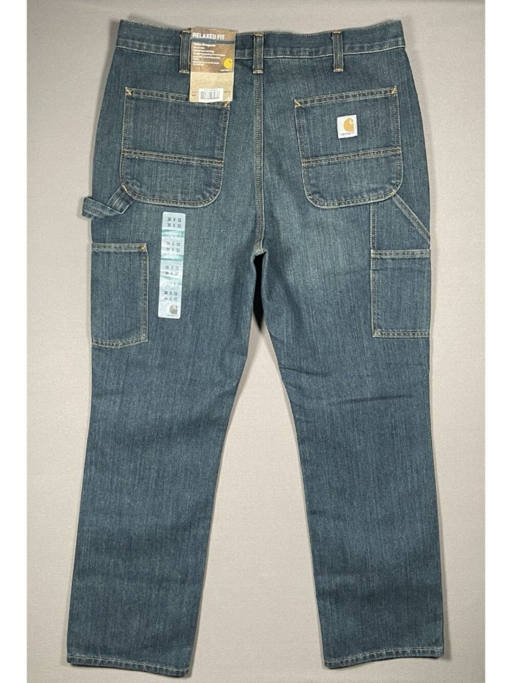 NWT Carhartt Holter Dungaree Relaxed Fit Blue Denim Jeans - Men Size 36 X 32
